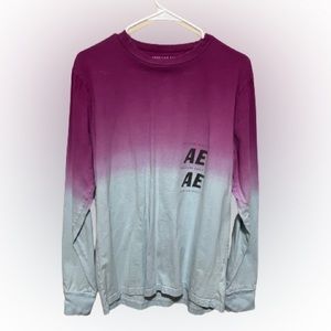 🪩SALE🪩 American Eagle Mens Magenta/Blue Granulation Long Sleeve Shirt Medium